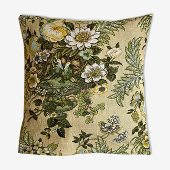 Cotton cushion printed green and beige 40 cm