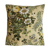 Green and beige printed cotton cushion 40 cm