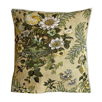 Cotton cushion printed green and beige 40 cm