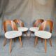 Lot de 4 chaises vintage en noyer et tissu par Antonin Suman, Tchécoslovaque 1960