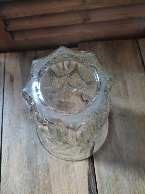 Chiseled molded glass vase