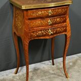 Bedside table in rosewood and palisander, Louis XV style – Late 19th century