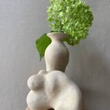 Vase grès blanc brut