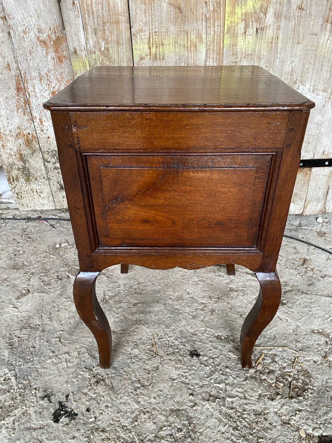 Louis XV Nightstand Table Wood Drawer + 19th Century Oak Vintage Case