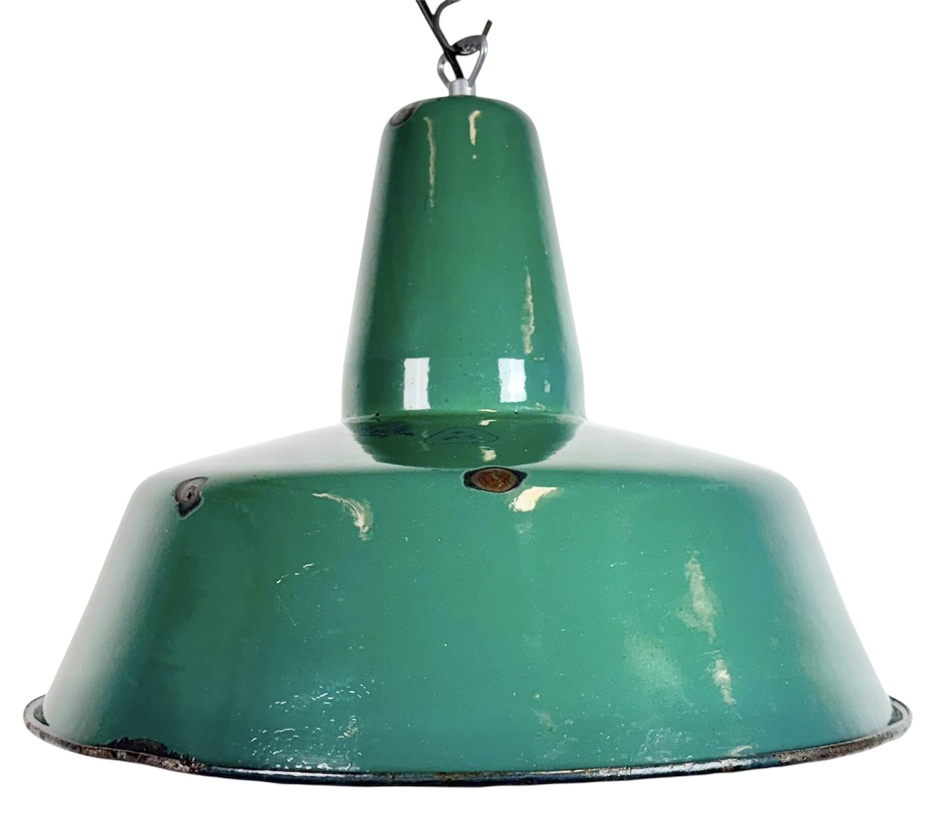 Large Industrial Green Enamel Factory Pendant Lamp, 1960s