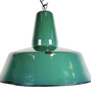 Large Industrial Green Enamel Factory Pendant Lamp, 1960s
