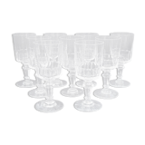 9 old wine glasses or liqueur XIXth in glass cut with 11 sides