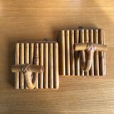 Pair patere vintage bamboo