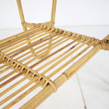Table basse en rotin du milieu du siècle, années 1960.