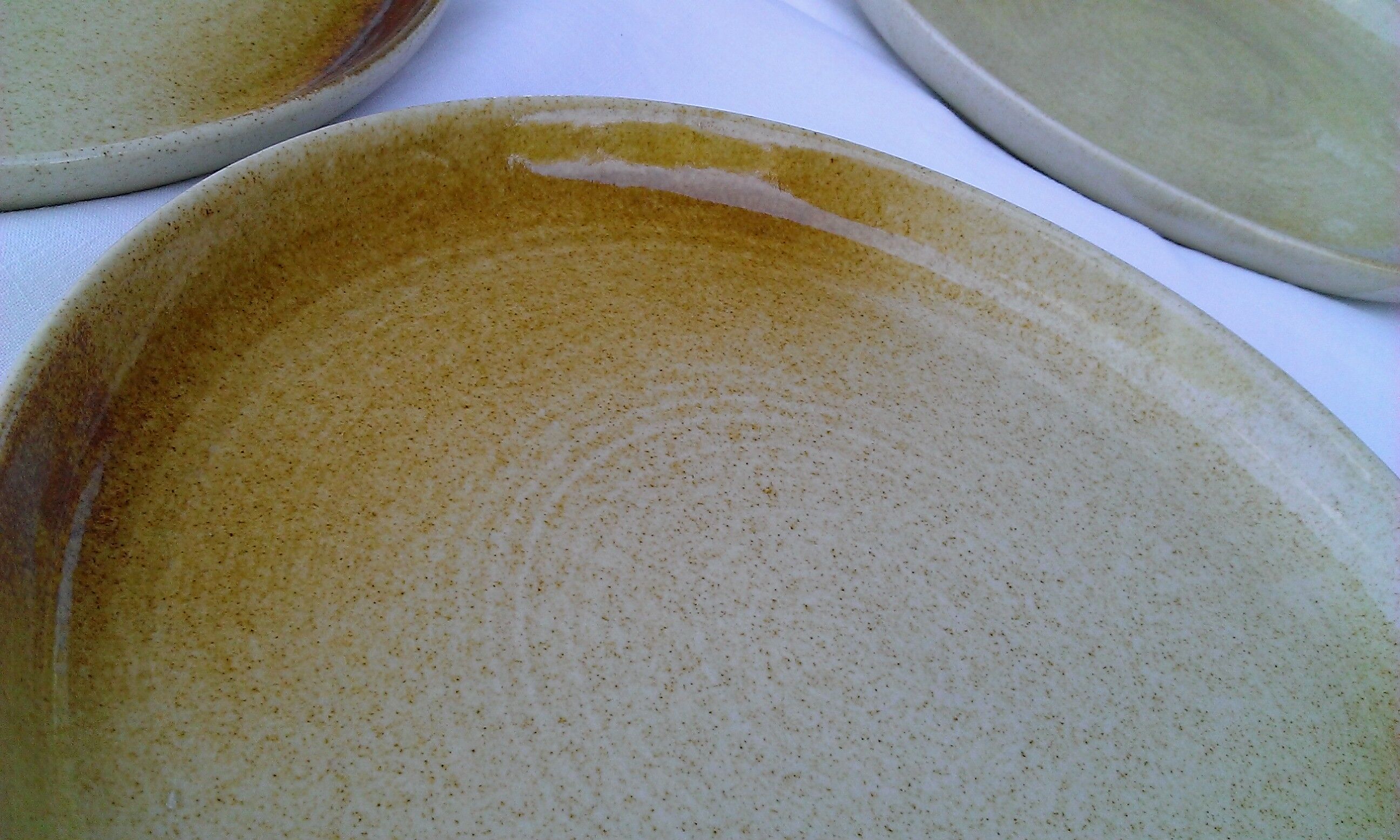 6 honey sandstone plates speckled