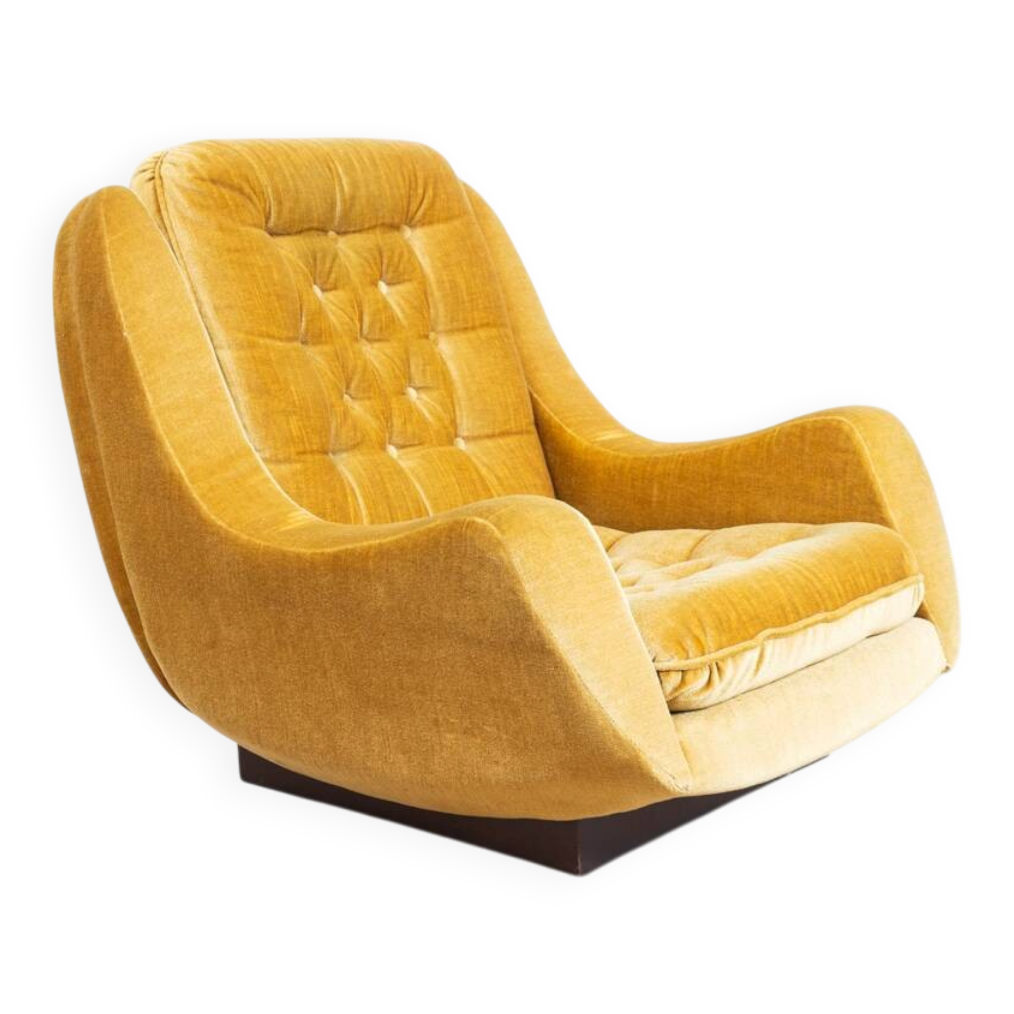 Space Age, lounge chair, 1970s, golden yellow.