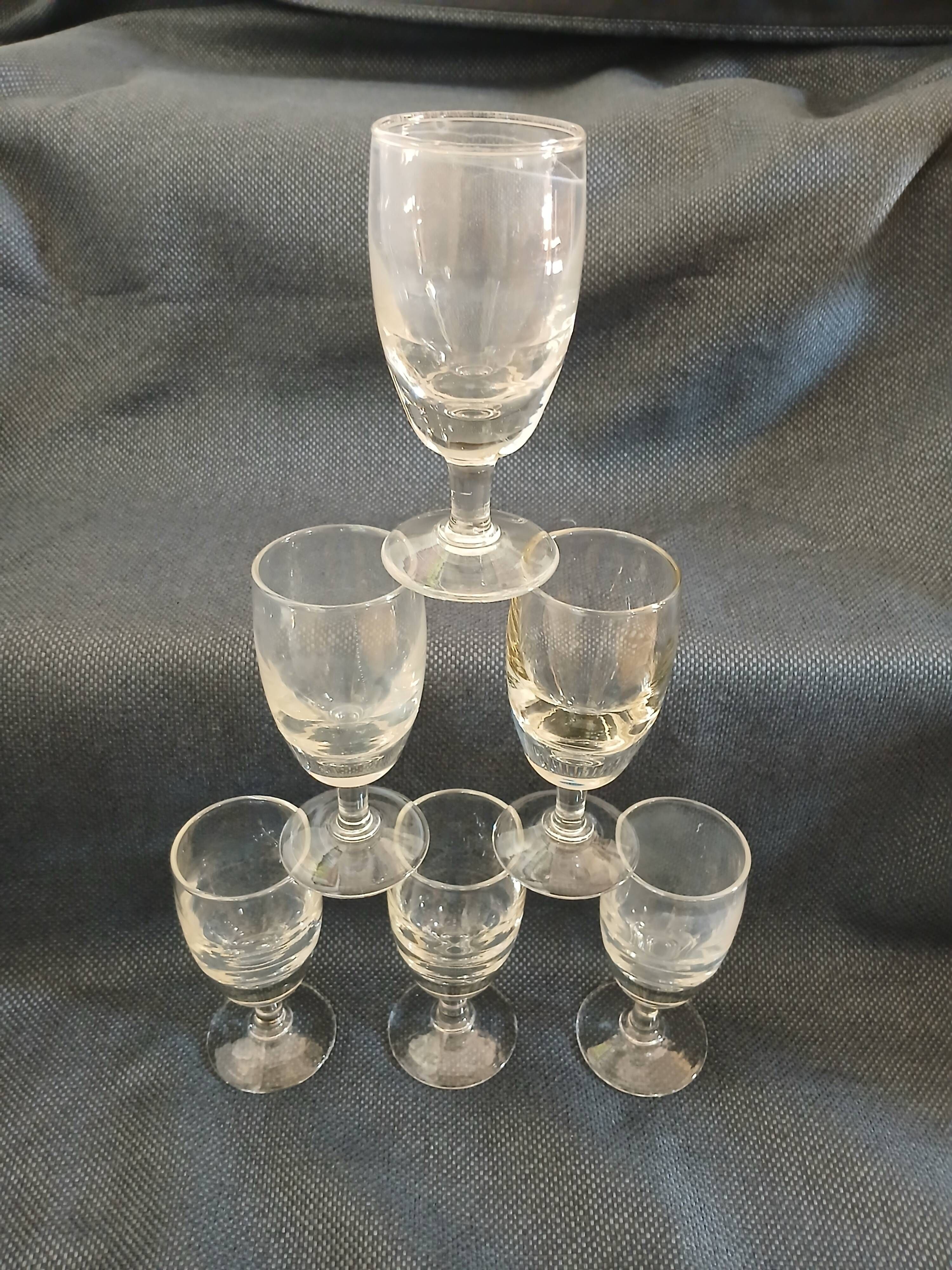 6 antique absinthe glasses