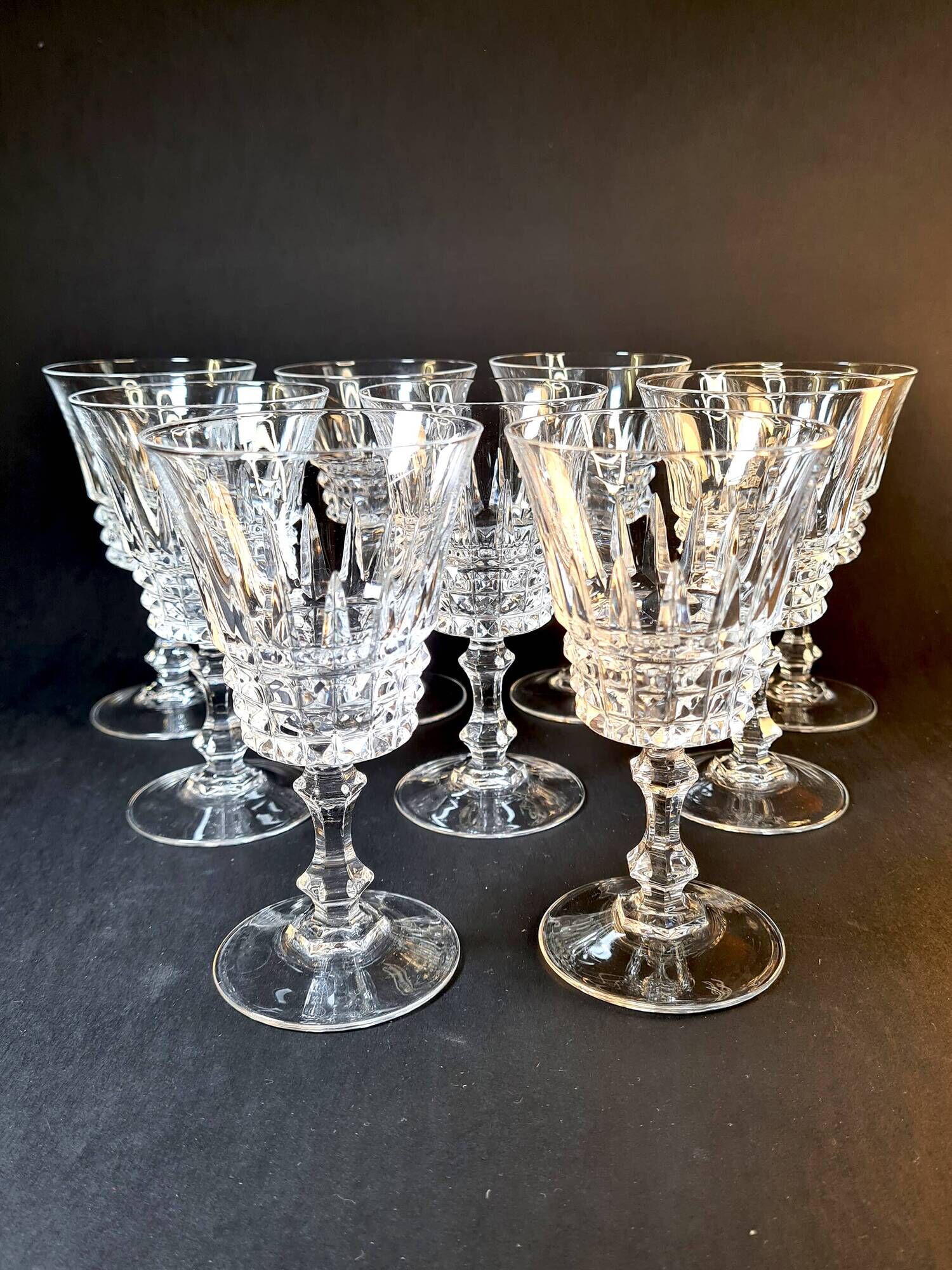 Set of 9 crystal glasses – Tuilerie model by Cristal d’Arques