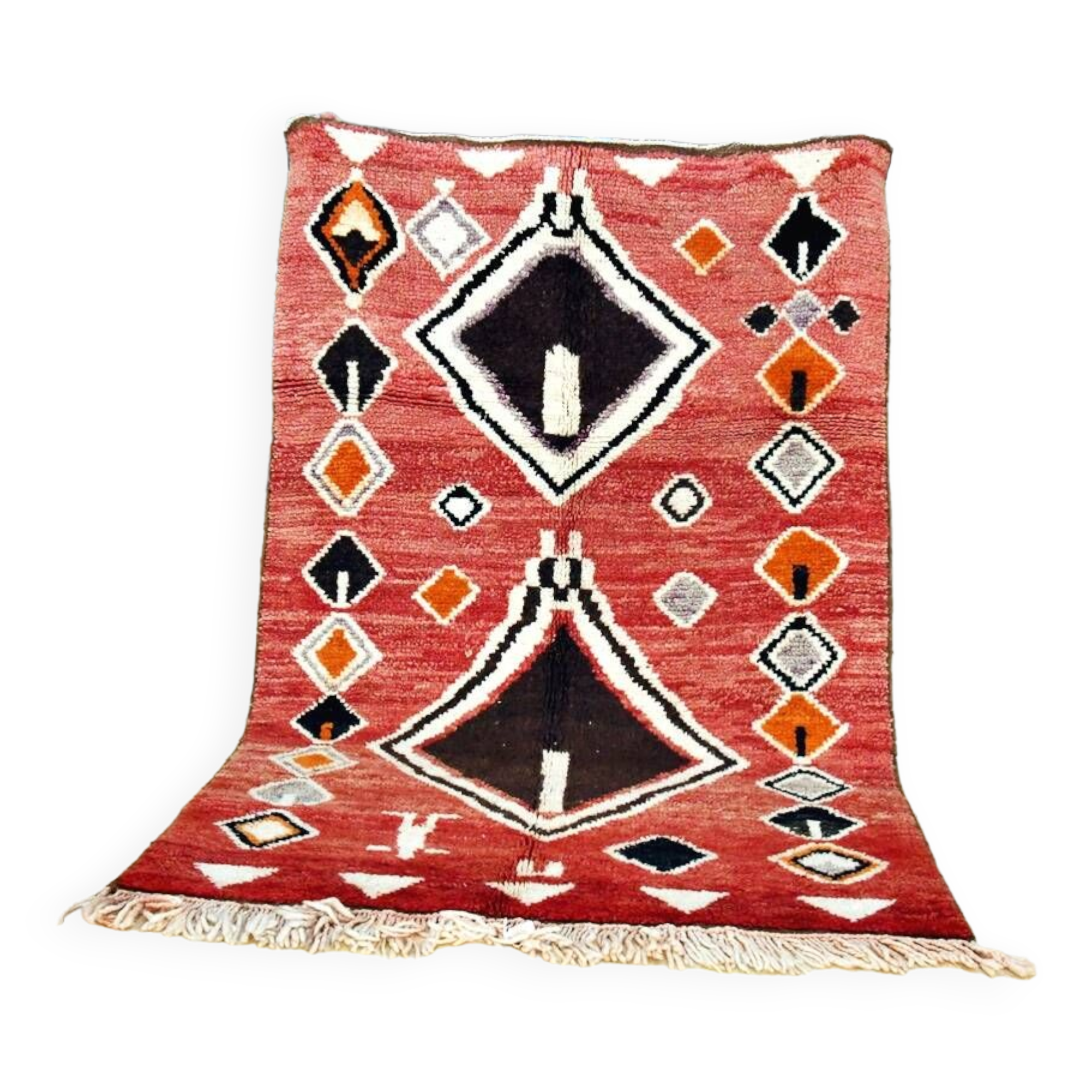 Tapis berbère marocain Boujaad 205 x 130 cm rouge