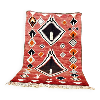 Tapis berbère marocain Boujaad 205 x 130 cm rouge