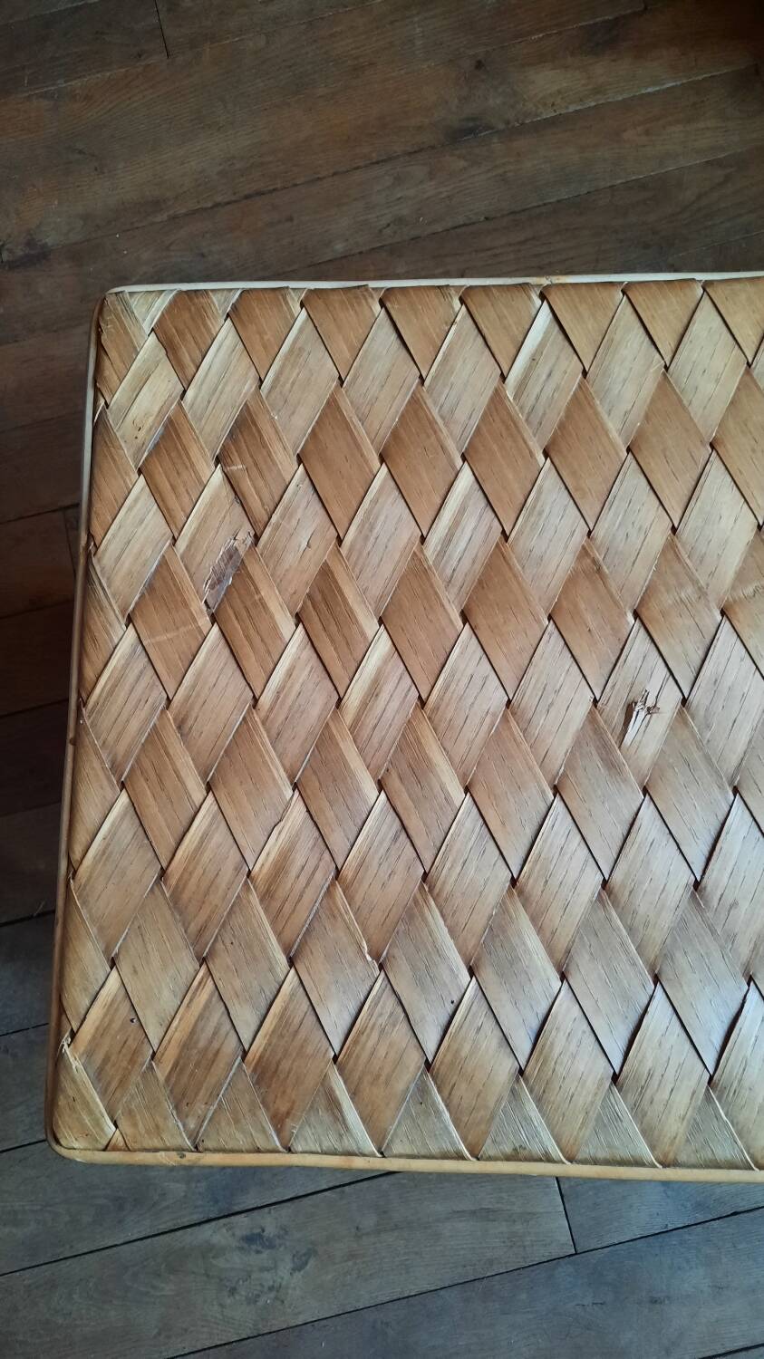 Banc année 50 bois et corde de palmier
