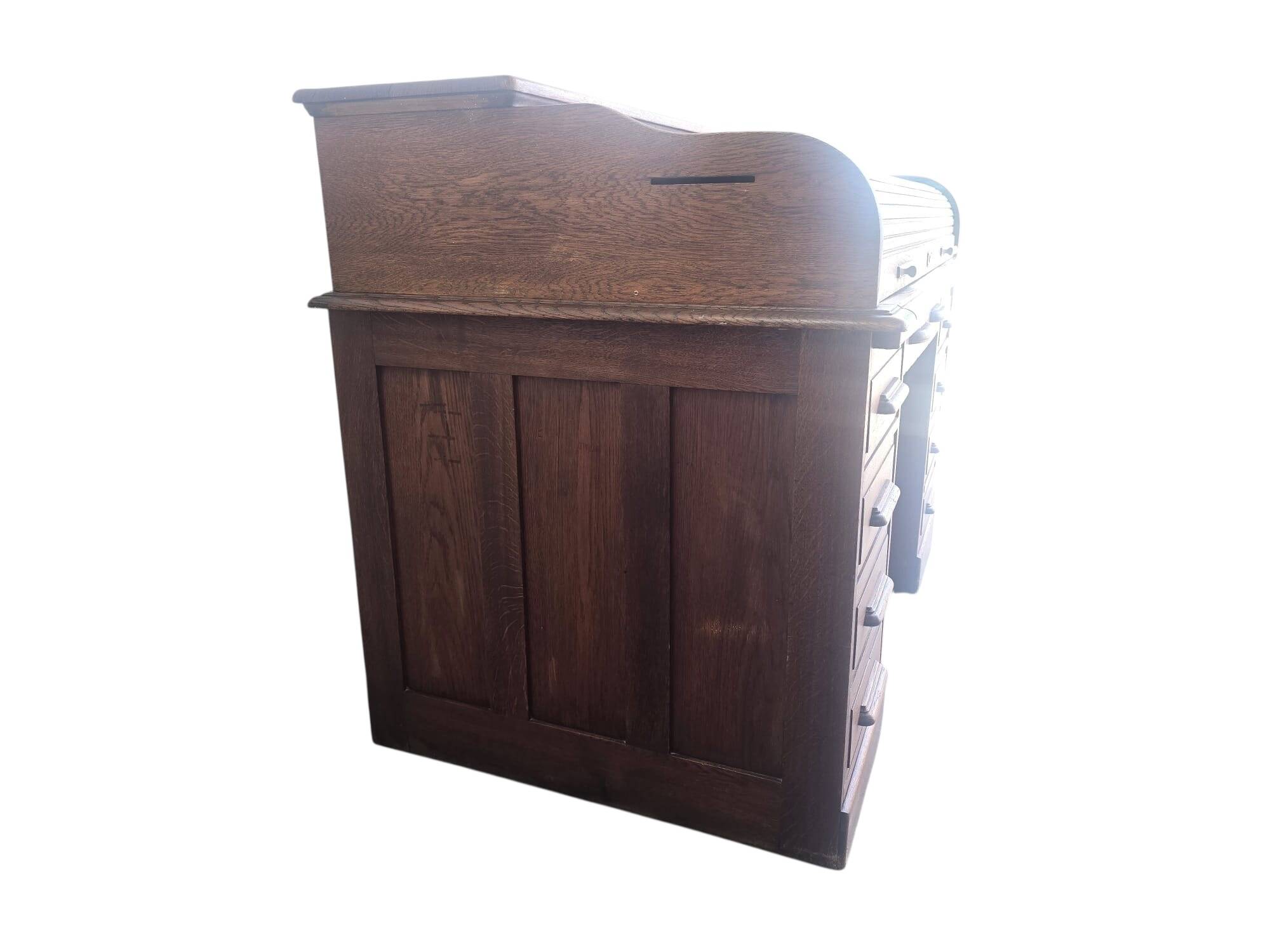 Bureau américain vintage en bois avec porte à volet
