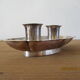 Double candle holder in silver metal signed Plasait years 30 - 40