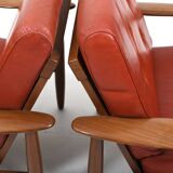 Pair of Danish / Scandinavian Teak Easychairs wit Leather 1960s