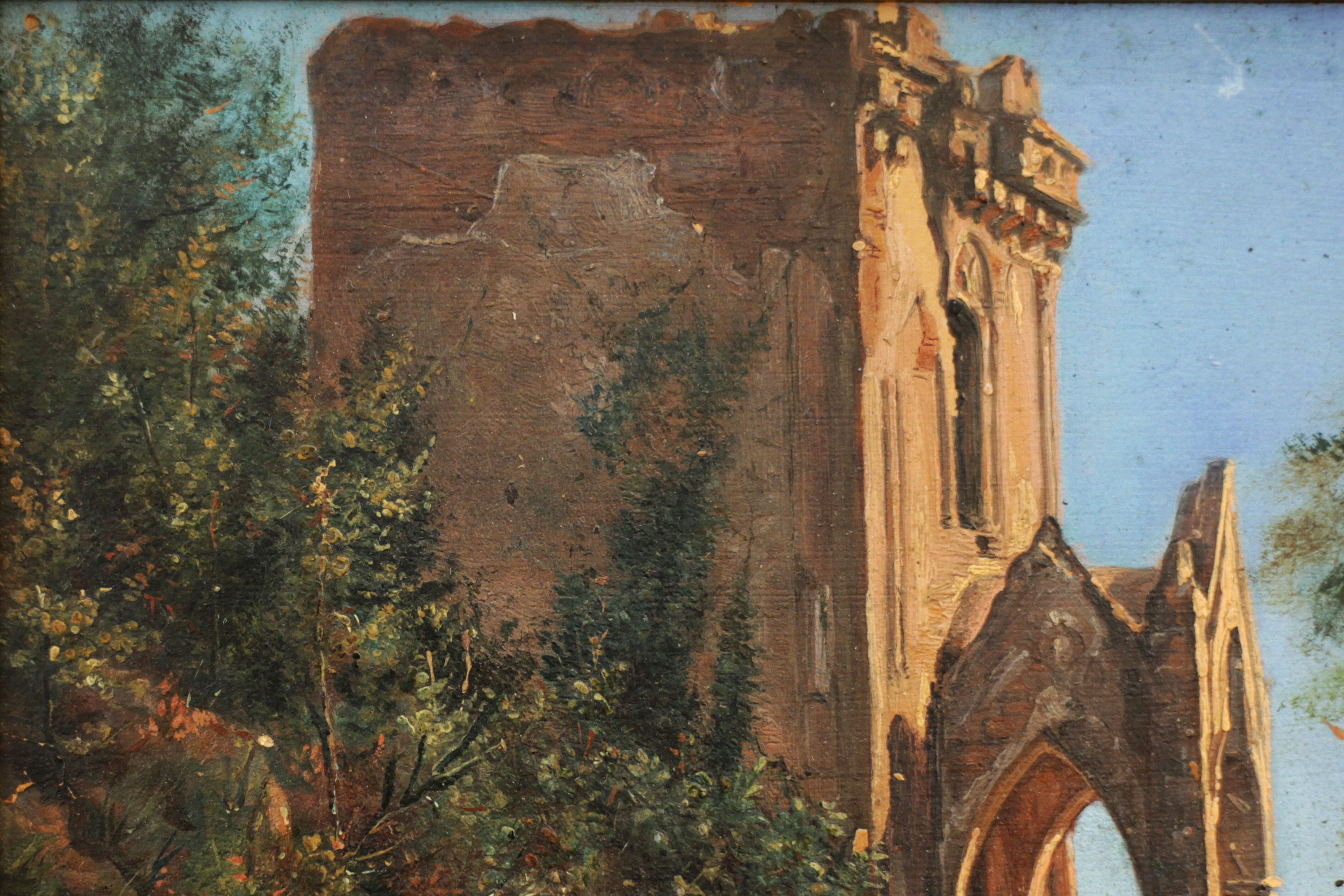 Oil on panel gothic architecture 1871