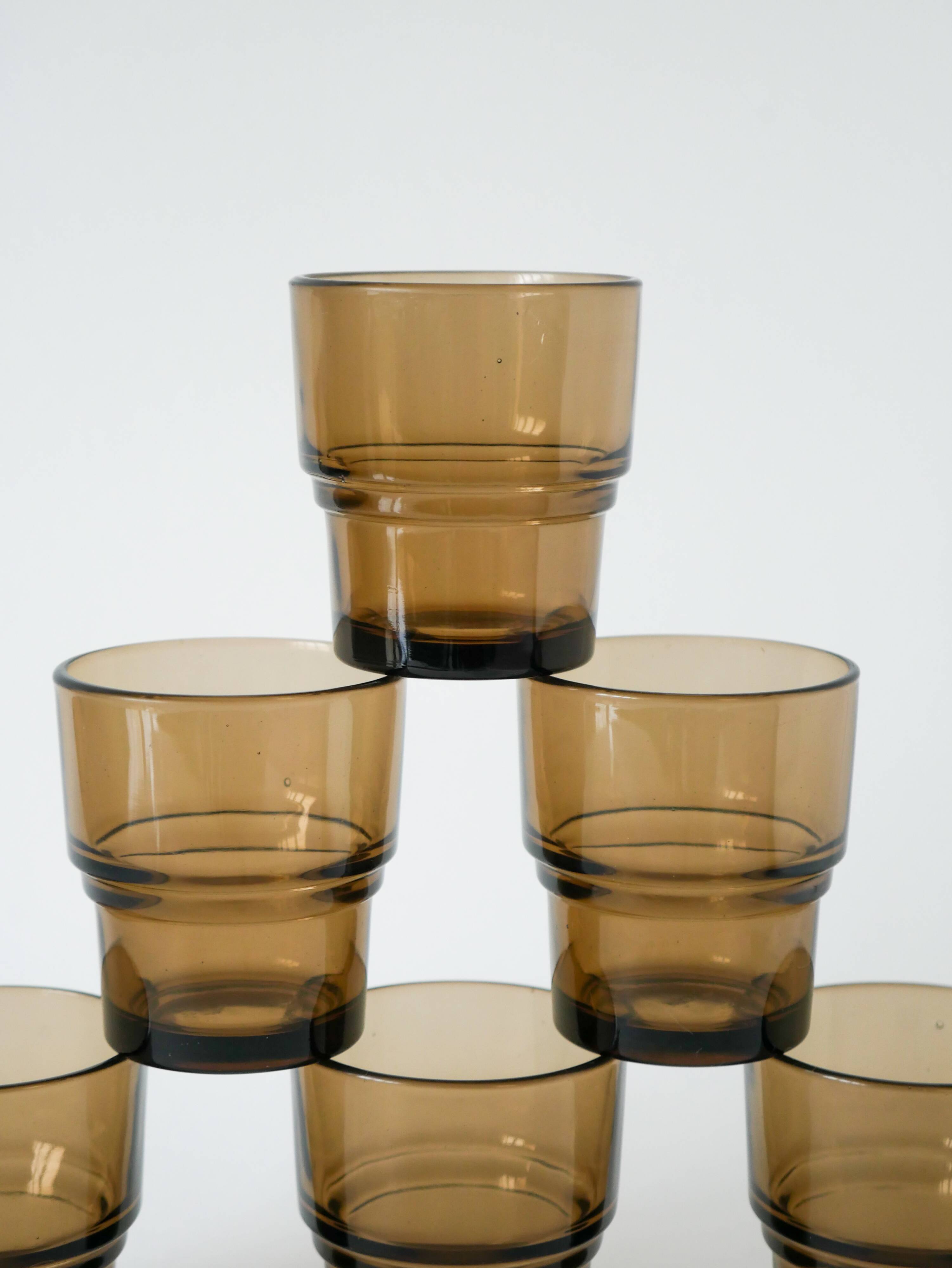 Set of 6 smoked glass water glasses, Design, 1970