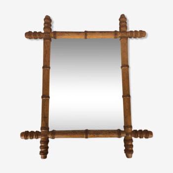 Ancient mirror with bamboo wood mercury 44x53cm