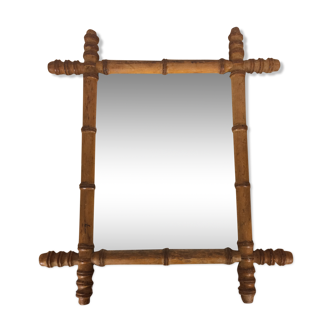 Miroir ancien au mercure bois façon bambou 44x53cm