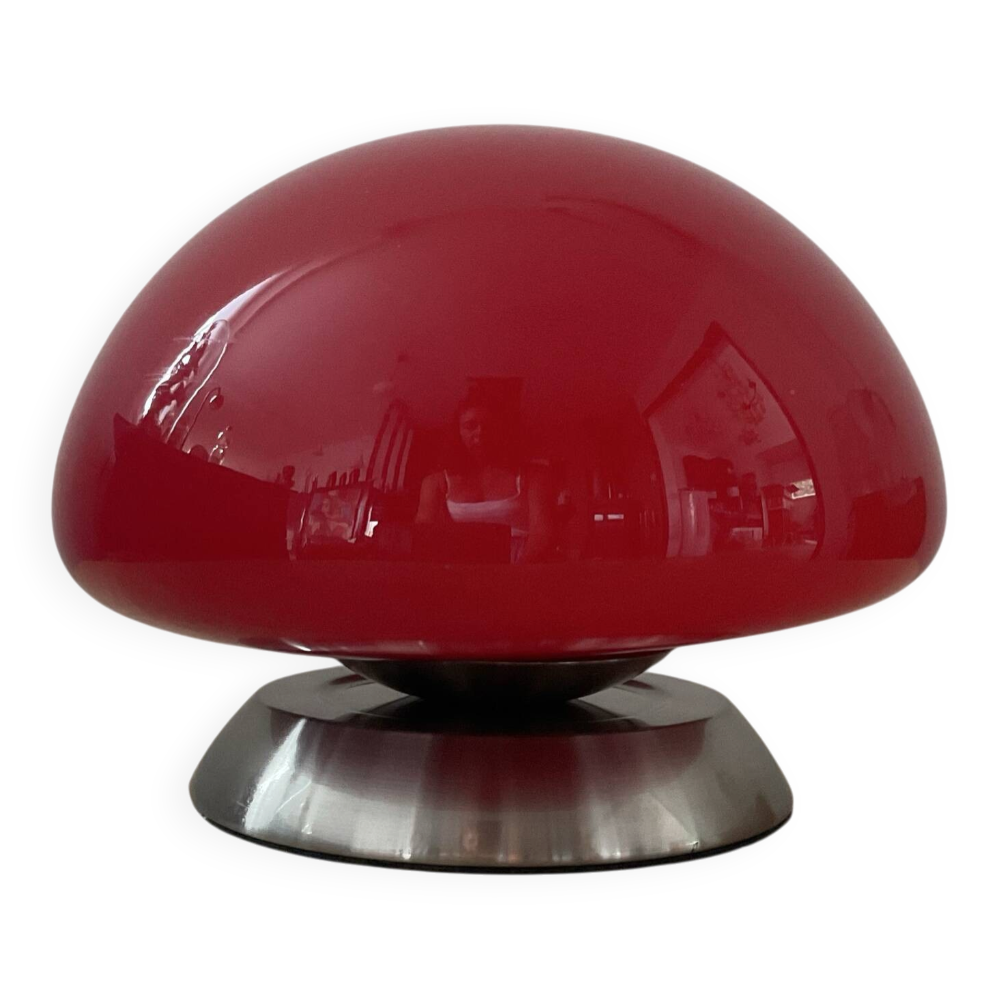 Vintage mushroom lamp in opaline from the 1980s.