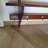 Wall shelf - coat rack - 7 hooks - oak stain - country style - cloakroom