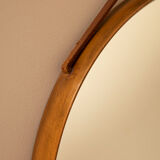 Large circular mirror in solid elm 55cm