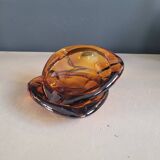 Set of 2 amber Reims glass ashtrays