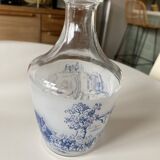 Liqueur carafe - Vintage model in glass decorated in Toile de Jouy style