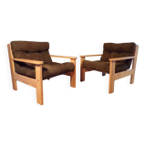Pair of pine armchairs 1980