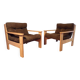 Paire de fauteuils en pin 1980