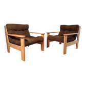 Pair of pine armchairs 1980