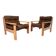 Paire de fauteuils en pin 1980
