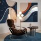 Chrome tubular lounge chair with corduroy – Space Age style 1970