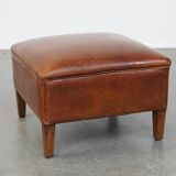 Large Ottoman Made of Sheepskin Leather