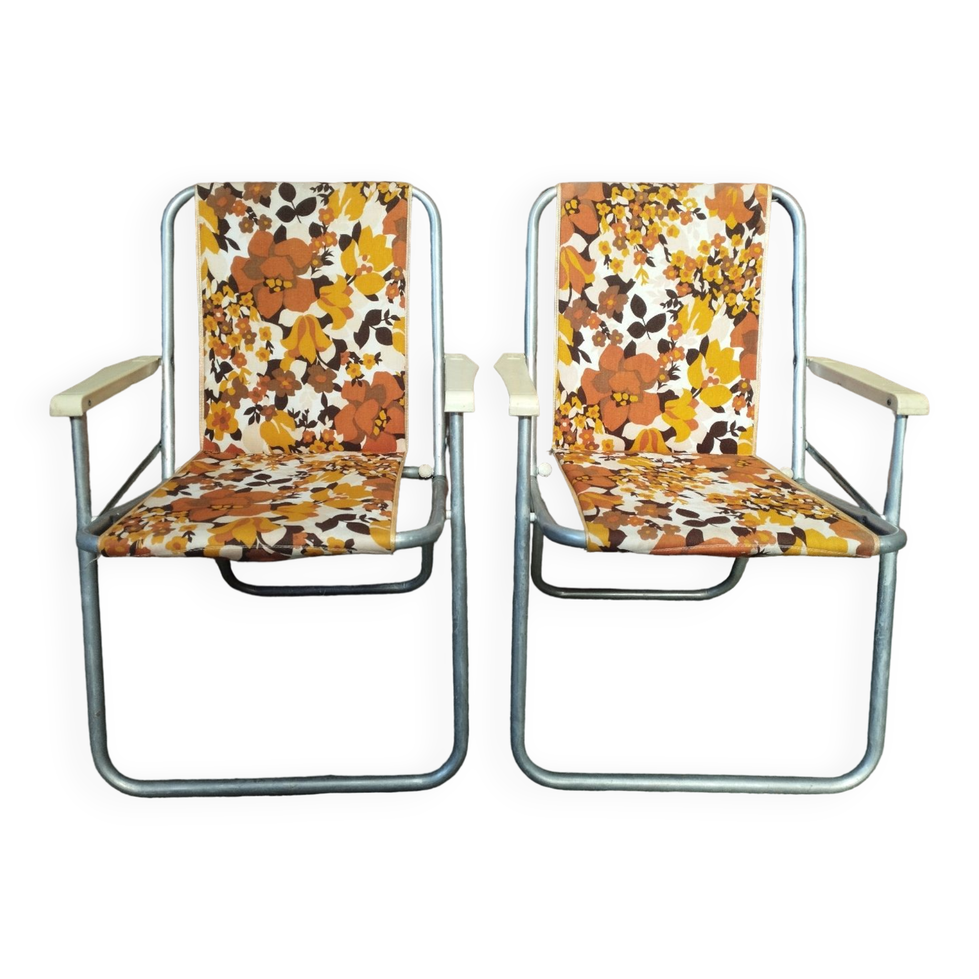 Pair of vintage folding camping chairs