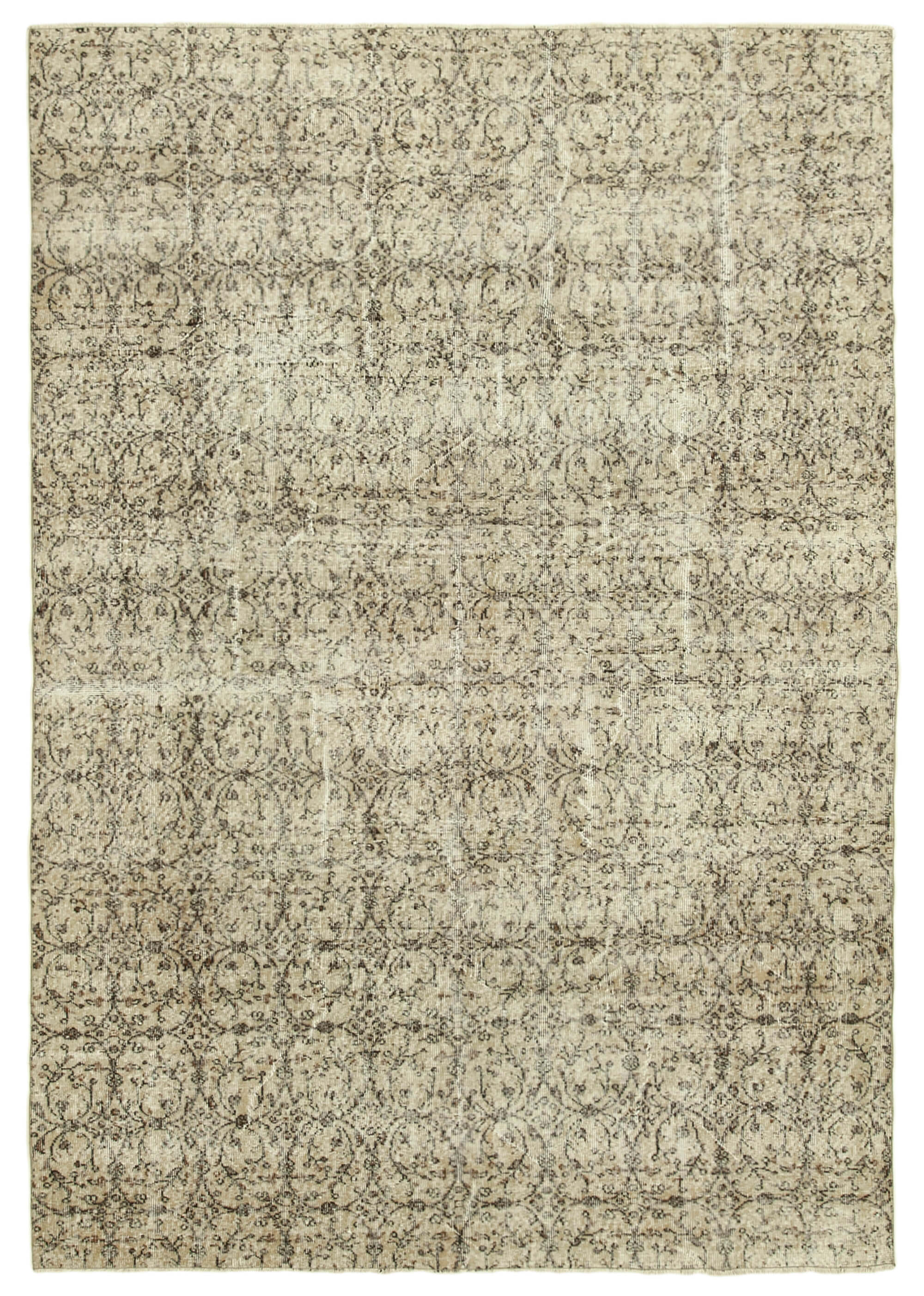Handwoven antique anatolian beige rug 207 cm x 297 cm