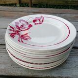 Lot of mismatched burgundy red plates