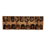 Vintage coat rack in wood and enameled copper
