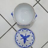 White and blue earthenware candy box