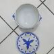 White and blue earthenware candy box