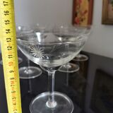6 vintage crystal champagne glasses
