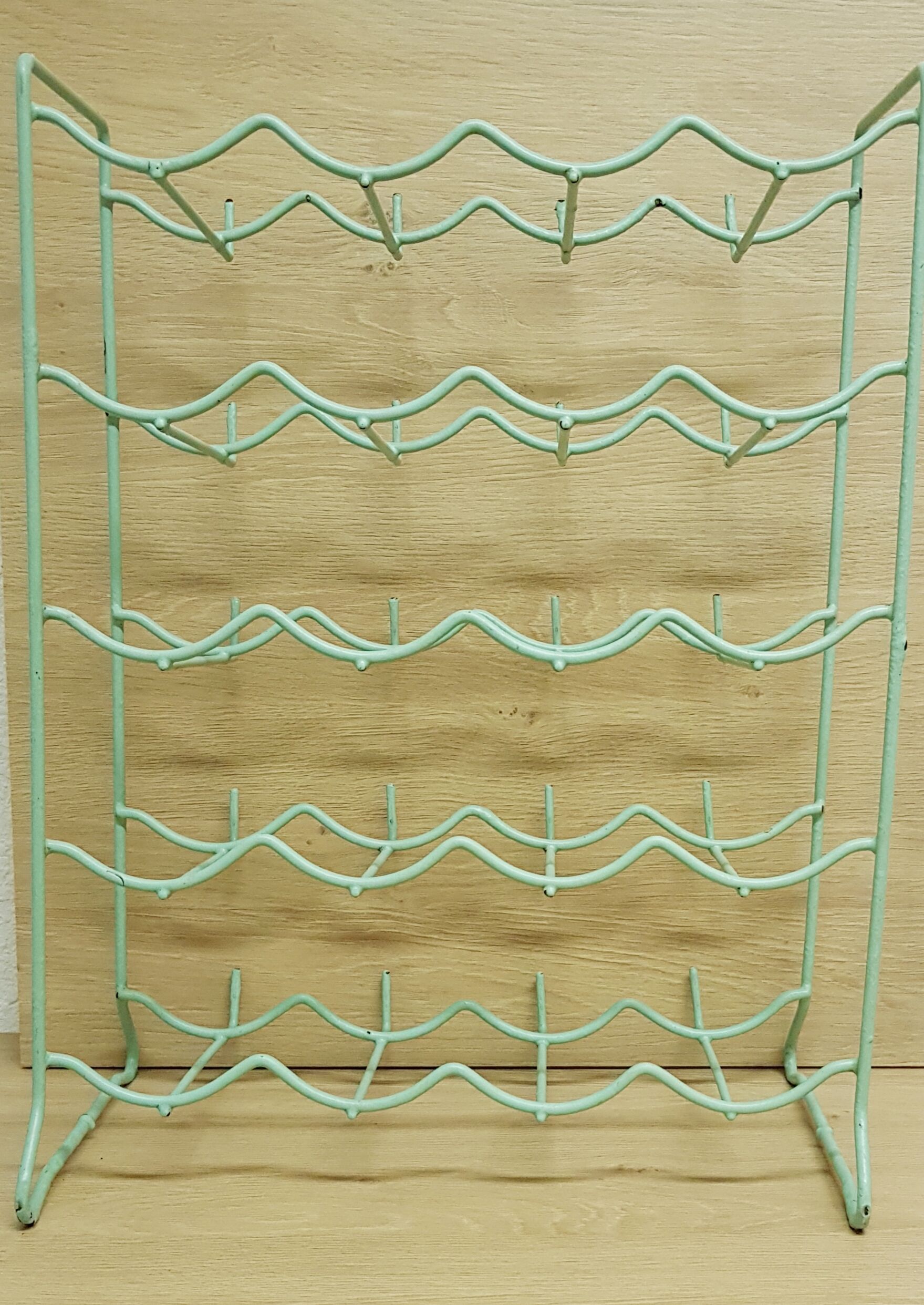 Metal aqua green bottle rack
