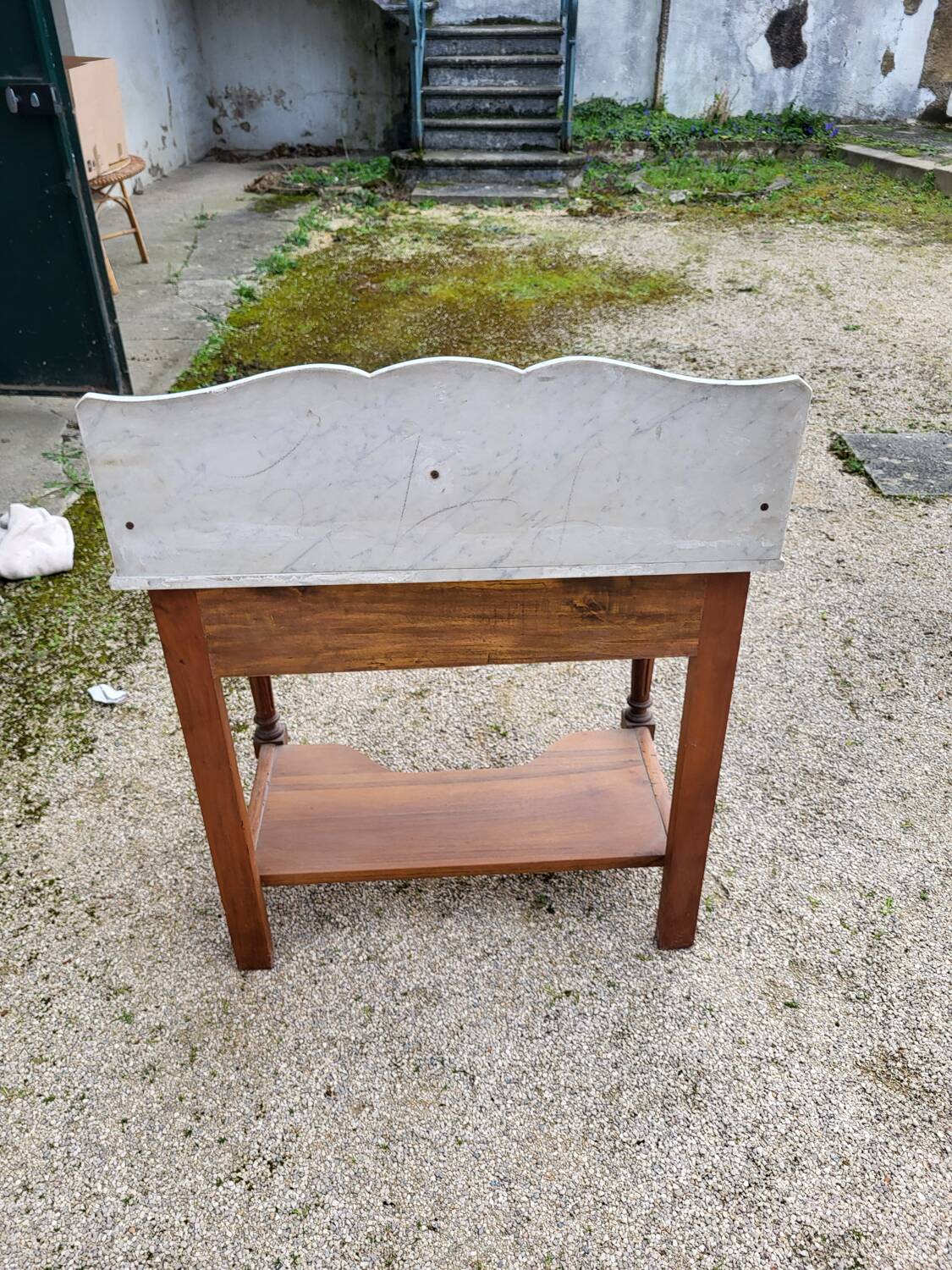Dressing table, vintage console in white marble