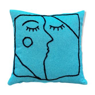 Handmade embroidered cotton cushion 45x45 cm