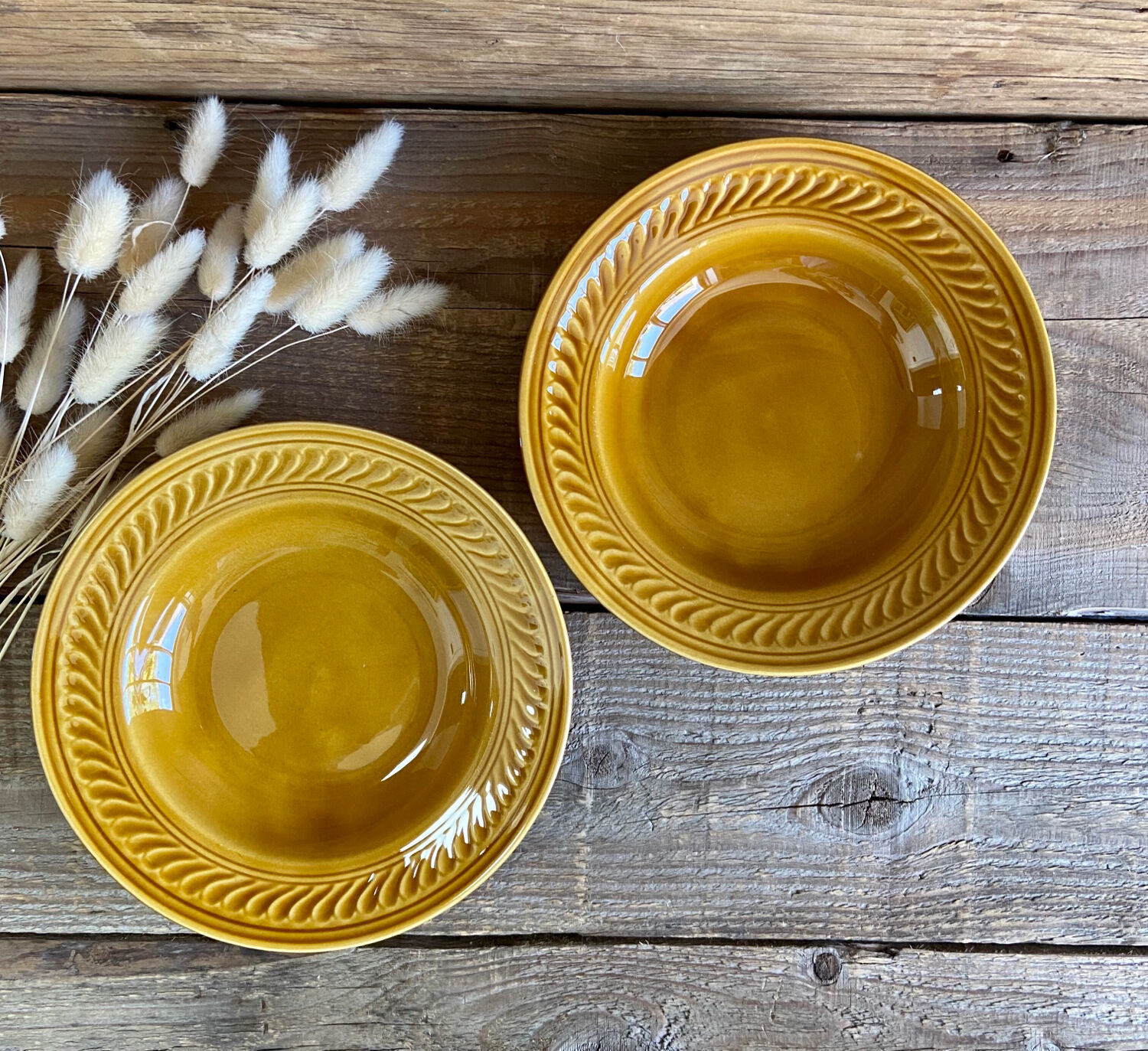 6 vintage Gien hollow plates