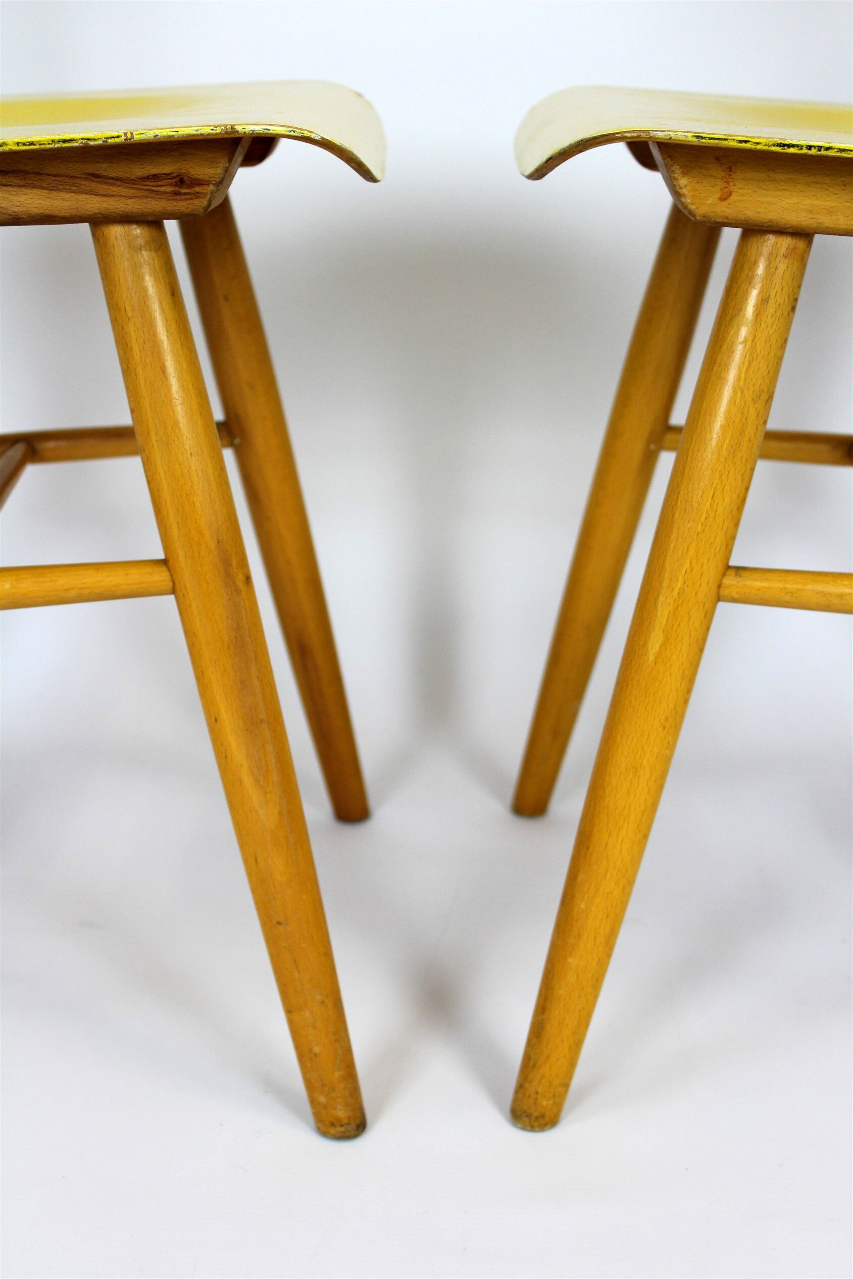 Set of 4 vintage wooden dining chairs from Ton 1960s
